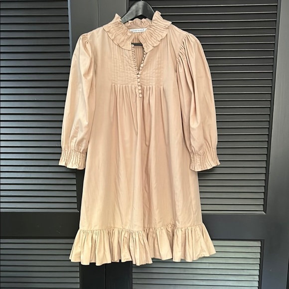 Rodner Figueroa Amazing Coquette Beige-y Pink Ruffle Dress, Size Small - Picture 1 of 15